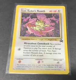 TEAM ROCKET'S MEOWTH Pokemon Card - WOTC Promo - Black Star - #18 - NM - Image 1
