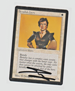 Magic the Gathering ~ 1x Benalish Hero ~ LP ~ BETA ~ SIGNED BY ARTIST - Image 1