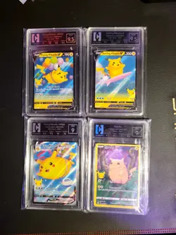 4 Graded Pokemon Slabs Pikachu Celebrations 25 Lot V, VMAX, Holo - Image 1