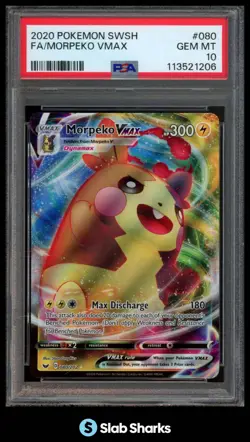 2020 POKEMON SWORD & SHIELD #080/202 MORPEKO VMAX HOLO RARE FULL ART PSA 10 - Image 1