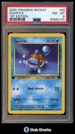 2000 POKEMON TEAM ROCKET 1ST EDITION #68/82 SQUIRTLE PSA 8 - Image 1