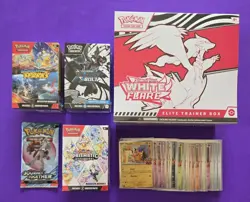 Pokemon White Flare ETB Prismatic Evolutions Booster Bundle +2 (4) Boxes +BONUS! - Image 1