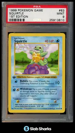 1999 POKEMON SET 1ST EDITION #63/102 SQUIRTLE PSA 9 - Image 1