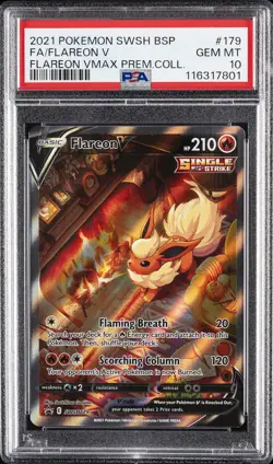 2021 POKEMON SWSH BLACK STAR PROMO #179 FULL ART/FLAREON V PSA 10 - Image 1