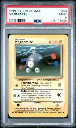 1999 Pokemon Magnemite 053/102 Base Set Regular PSA 9 - Image 1