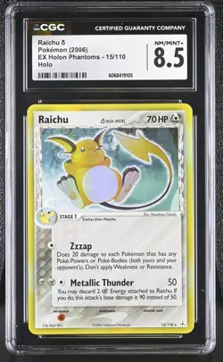 CGC 8.5 Raichu 2006 EX Holon Phantoms 15/110 Holo Pokemon Card - Image 1