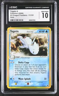 CGC 10 GEM MINT Togetic 2006 EX Dragon Frontiers 11/101 Holo Pokemon Card - Image 1