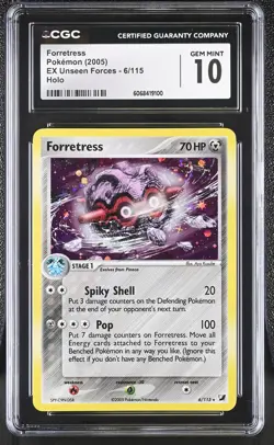 CGC 10 GEM MINT Forretress 2005 EX Unseen Forces 6/115 Holo Pokemon Card - Image 1
