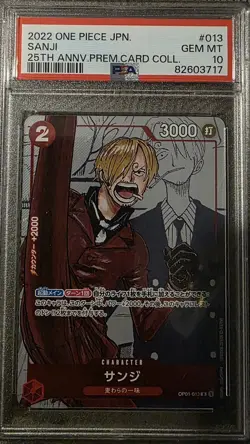 2022 One Piece Japanese 25th Anniversary Premium Card PSA 10, Sanji - Image 1