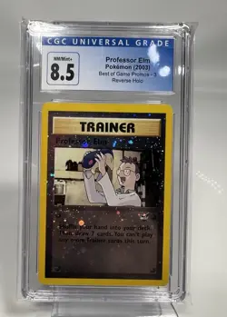 CGC 8.5 MINT Professor Elm # 3 Best of Game REVERSE HOLO PROMO Pokemon Card - Image 1