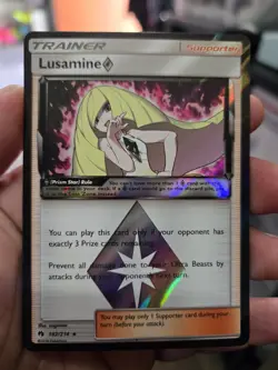 Pokemon TCG SM Lost Thunder 182/214 Lusamine Prism Star Rare Card NM - Image 1
