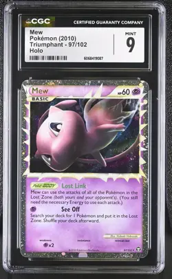 CGC 9 MINT Mew 2010 Triumphant 97/102 Holo Pokemon Card - Image 1
