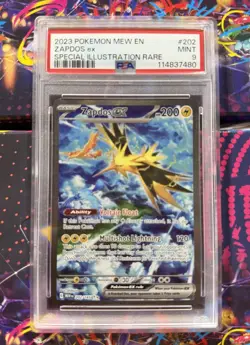 PSA 9 Zapdos ex SIR Pokemon 151 SV 202/165 Special Illustration Rare Card Mew - Image 1