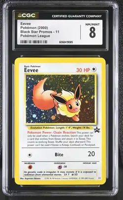 CGC 8 Eevee 2000 Black Star Promo 11 Holo SWIRL Pokemon Card - Image 1