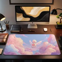 Kawaii Angel MTG Playmat - Baby Angel in Pastel Cloud Sky Fantasy TCG Mat - Image 2