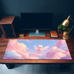 Kawaii Angel MTG Playmat - Baby Angel in Pastel Cloud Sky Fantasy TCG Mat - Image 3