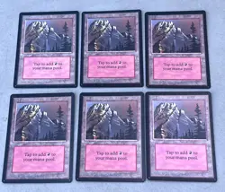 Magic The Gathering Beta Basic Land Mountain Lot of 6 Red Vintage MTG - Image 1
