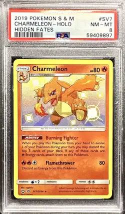 2019 Pokemon S & M Hidden Fates #SV7 Charmeleon Holo PSA 8 NM-MT - Image 1
