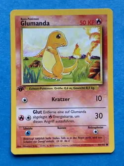 Pokemon 1st Edition German Base Set Glumanda (Charmander) 46/102 - LP - Image 1