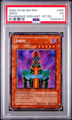 PSA 3 1ST EDITION 2002 Pharaoh's Servant Jinzo PSV-000 YUGIOH Secret Rare - Image 1