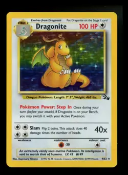 #5 Dragonite 4/62 Fossil 1999 Holo Rare WOTC Pokemon Card TCG - Image 1