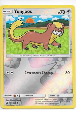 YUNGOOS 180/236 S&M Unified Minds Reverse Holo Pokemon Card MINT - Image 1
