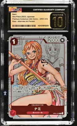 CGC Pristine 10 Nami OP01-016 R Parallel 25th Premium Collection One Piece Card - Image 1