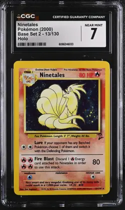 CGC 7 Ninetales 2000 Base Set 2 13/130 Holo Pokemon Card - Image 1
