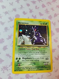 Pokemon TCG Heracross Neo Genesis Holo Card 6/111 Unlimited Rare LP Swirl - Image 2