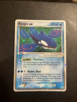 Pokemon TCG Kyogre-EX Crystal Guardians Holo Swirl Holo Rare Card 95/100 EX LP - Image 1