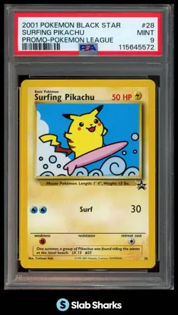 1999 POKEMON WIZARDS BLACK STAR PROMOS #28 SURFING PIKACHU PSA 9 - Image 1