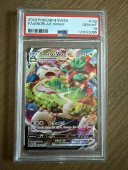 Pokemon TCG Snorlax VMAX Holo Ultra Rare Card Sword & Shield 142/202 PSA 10 - Image 1