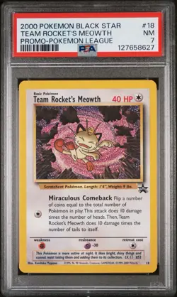 2000 POKEMON PROMO BLACK STAR #18 TEAM ROCKET'S MEOWTH PROMO-POKEMON LEAGUE - Image 1