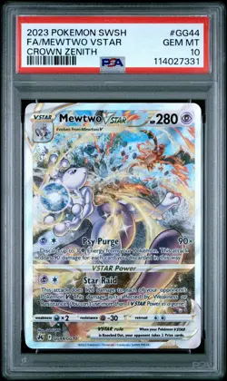 2023 POKEMON SWORD & SHIELD CROWN ZENITH #GG44 FULL ART/MEWTWO VSTAR PSA 10 - Image 1