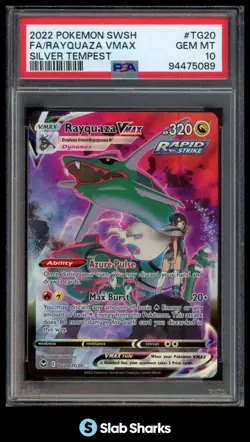 2022 POKEMON SW&SH SILVER TEMPEST RAYQUAZA VMAX FULL ART HOLO RARE PSA 10 - Image 1