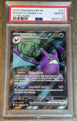 2025 POKEMON DESTINED RIVALS EN ROCKET’s CROBAT ex ULTRA RARE #217 💎 PSA 10 - Image 1