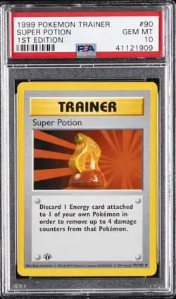 1999 POKEMON BASE SET 1ST EDITION #90 SUPER POTION PSA 10 - Image 1