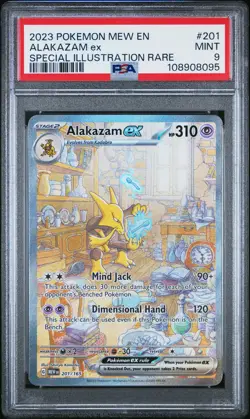 2023 POKEMON MEW EN-151 SPECIAL ILLUSTRATION RARE #201 ALAKAZAM EX PSA 9 - Image 1
