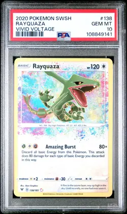 2020 POKEMON SWORD & SHIELD VIVID VOLTAGE #138 RAYQUAZA PSA 10 - Image 1