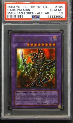 2003 YU-GI-OH! MFC-MAGICIAN'S FORCE 1ST ED-CORRECTED ART DARK PALADIN PSA 10 - Image 1