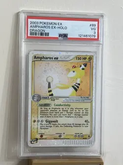 Pokemon Ampharos EX Card 89/97 Dragon Set Holo Rare PSA 3 - Image 1