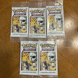 Pokemon 25th Anniversary General Mills Cereal 3 Card Promo Lot Of 5 Packs Sealed - Image 1