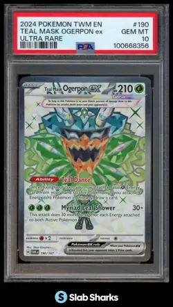 2024 POKEMON TWILIGHT MASQUERADE #190/167 TEAL MASK OGERPON EX ULTRA RARE PSA 10 - Image 1