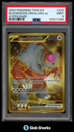 2024 POKEMON TWILIGHT MASQUERADE #222/167 BLOODMOON URSALUNA EX HYPER RARE PSA 9 - Image 1