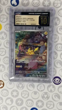 CGC Pristine 10 Pikachu 173/165 sv2a Art Rare Japanese 151 Pokemon 2023 - Image 1