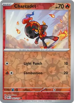 Charcadet Pokemon S/V Obsidian Flames 043/197 Reverse Holo Common TCG NM - Image 1