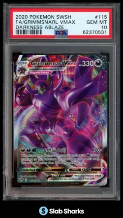 2020 POKEMON SWSH DARKNESS ABLAZE #115/189 GRIMMSNARL VMAX FULL ART PSA 10 - Image 1