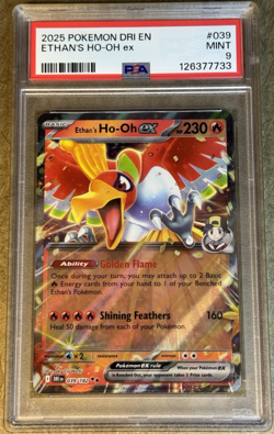 2025 POKEMON DESTINED RIVALS EN ETHAN’s HO-OH ex #039 💎 PSA 9 - Image 1