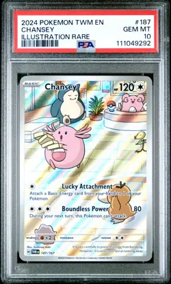 2024 POKEMON TWM EN-TWILIGHT MASQUERADE ILLUSTRATION RARE #187 CHANSEY PSA 10 - Image 1