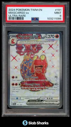 2024 POKEMON TWILIGHT MASQUERADE - TWM EN #191/167 MAGCARGO EX ULTRA RARE PSA 9 - Image 1
